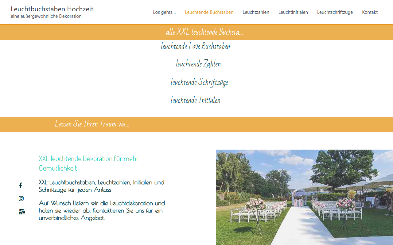 Leuchtbuchstaben Hochzeit