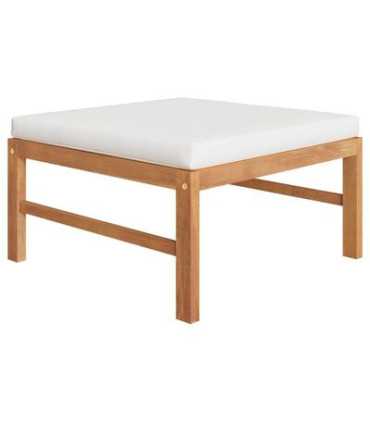 Repose pied en teck et coussin blanc