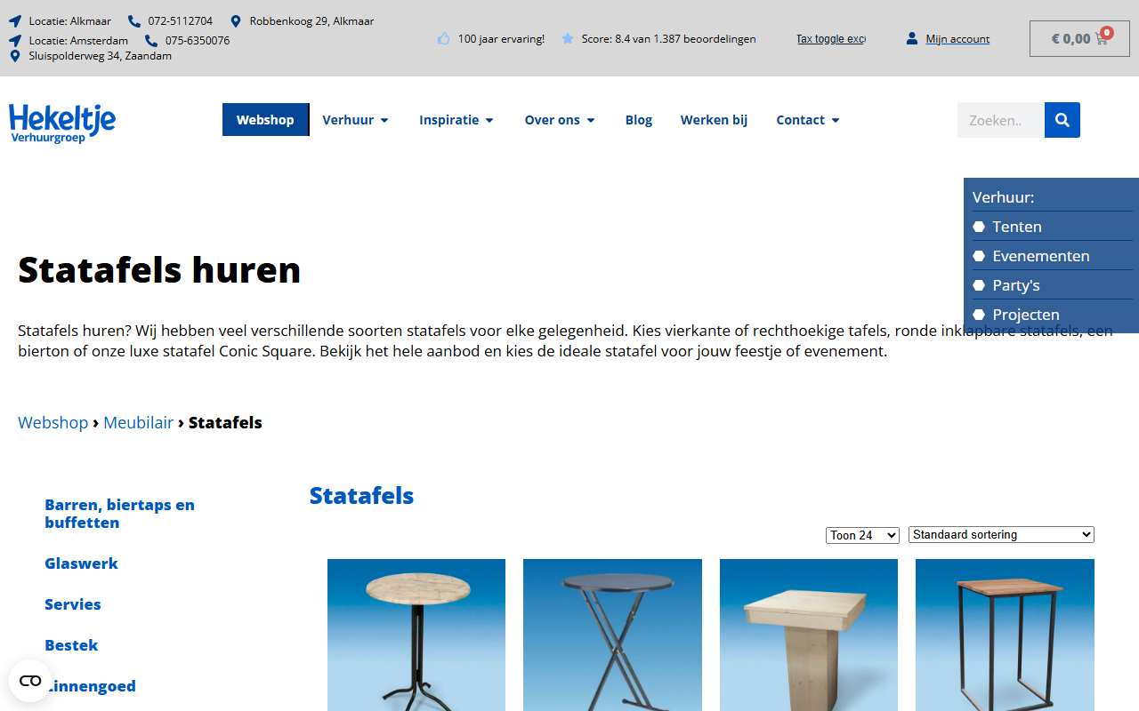 Statafel art deco rond ø 80cm