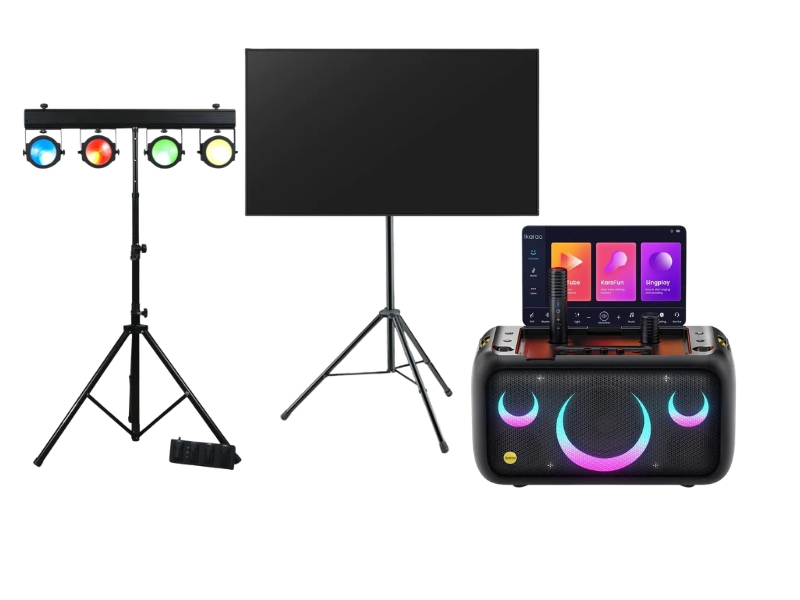 Karaoke speaker met verlichting en 43 inch tv