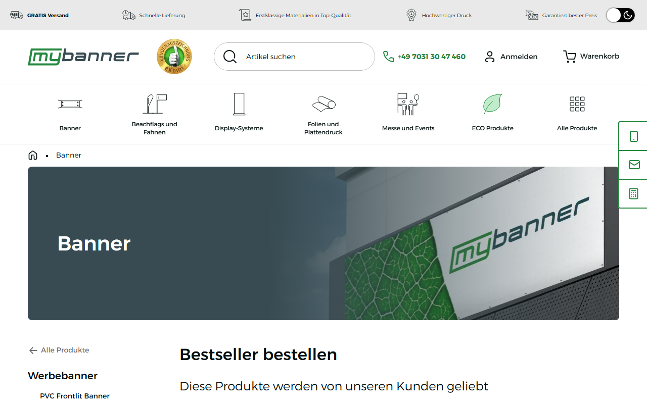 Bannerrahmen Stand und Wand