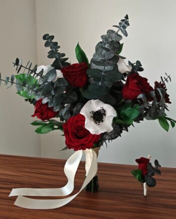 Ramo de novia preservado con anemonas