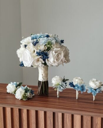Paquete de ramos de novia artificiales azul