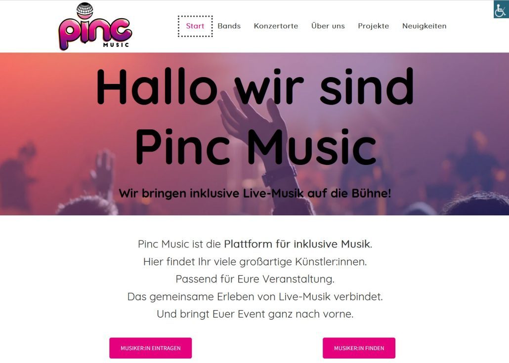 Pinc Music eine Initiative von Handiclapped-Kultur Barrierefrei e.V. und MusicTech Germany