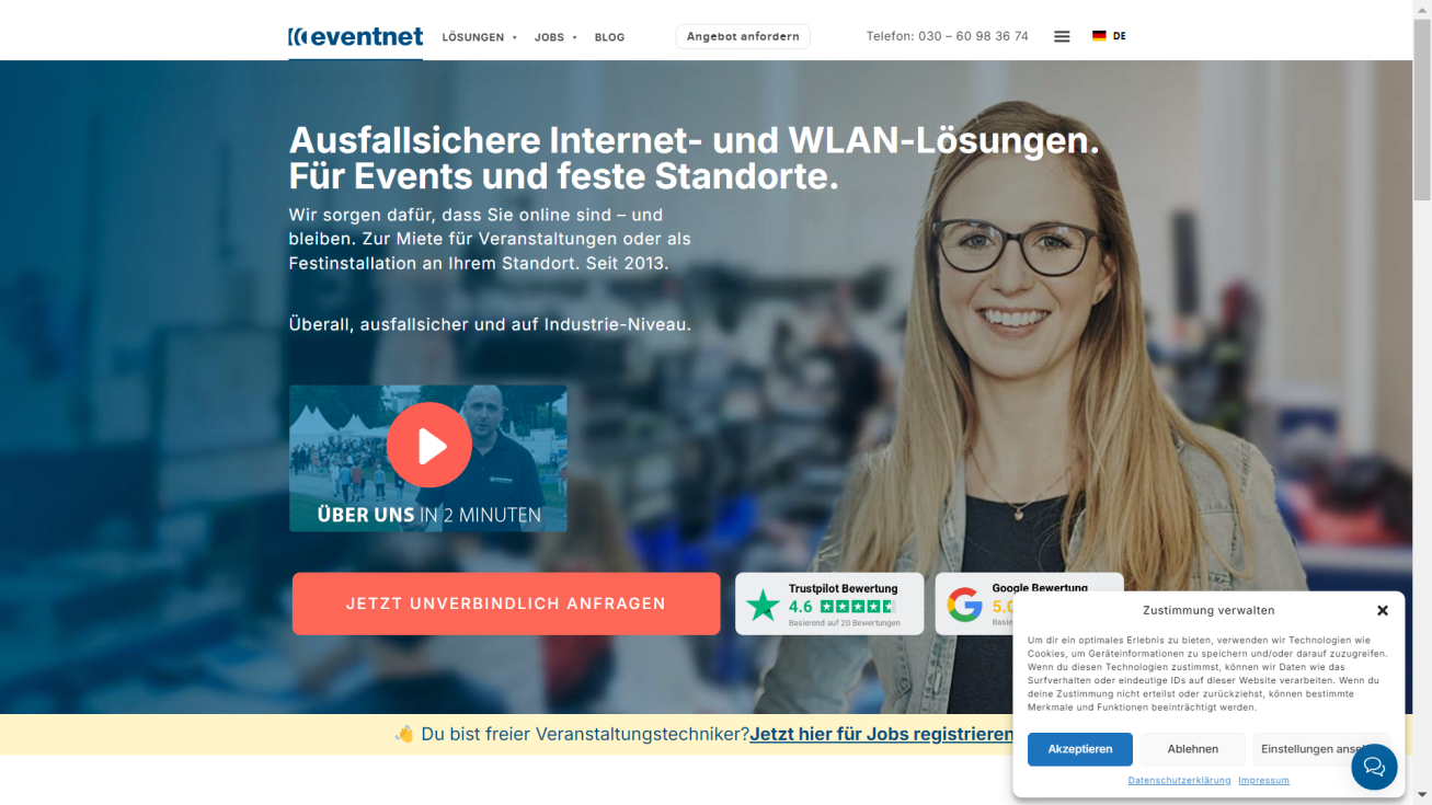 Eventnet WLAN, digitale Dienste & Livestreams