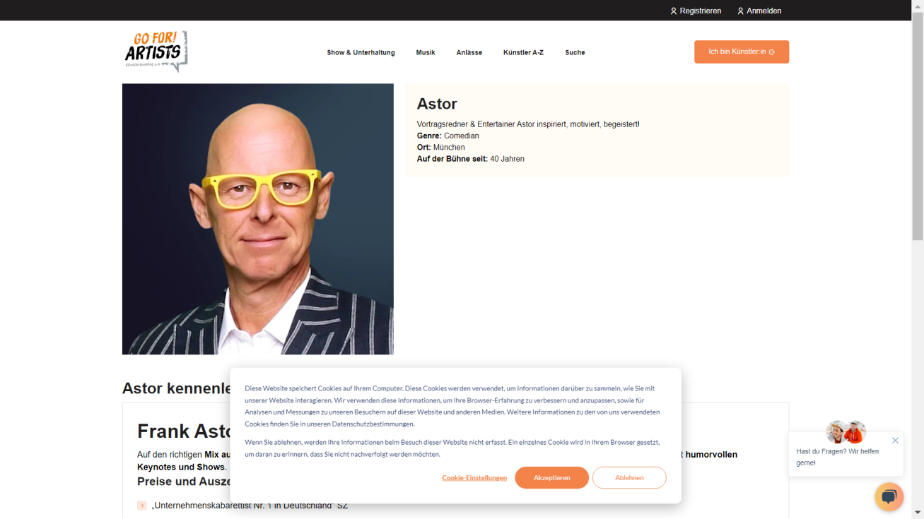 Frank Astor Unternehmenskabarett der Spitzenklasse