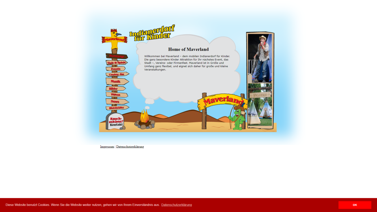 Kinderattraktion Maverland & Cowboy Jim  mobiles Indianerdorf für Kinder