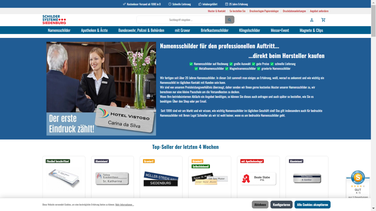 Namensschilder Systeme Siedenburg - Namenschilder, Namenschild, Magnet -