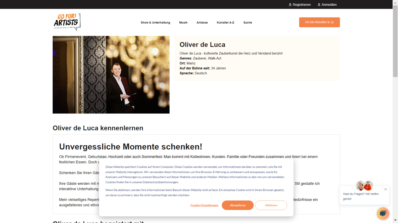 Zauberer Oliver de Luca kultivierte Zauberkunst