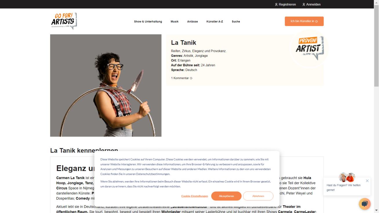 La Tanik Straßenshowkünstlerin, Zirkusartistin, Straßentheatermacherin